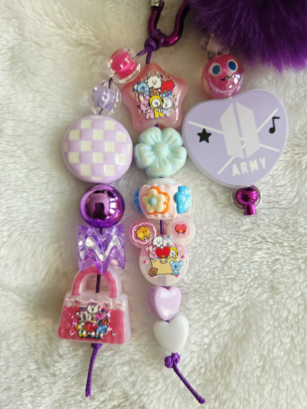 BT21 BTS Purple Plush Pom-Pom Keychain Bag Charm